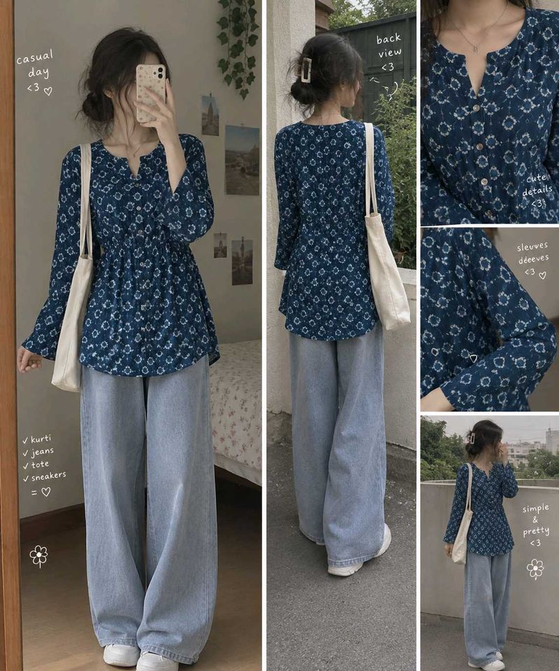 Boho Floral Print Kurta