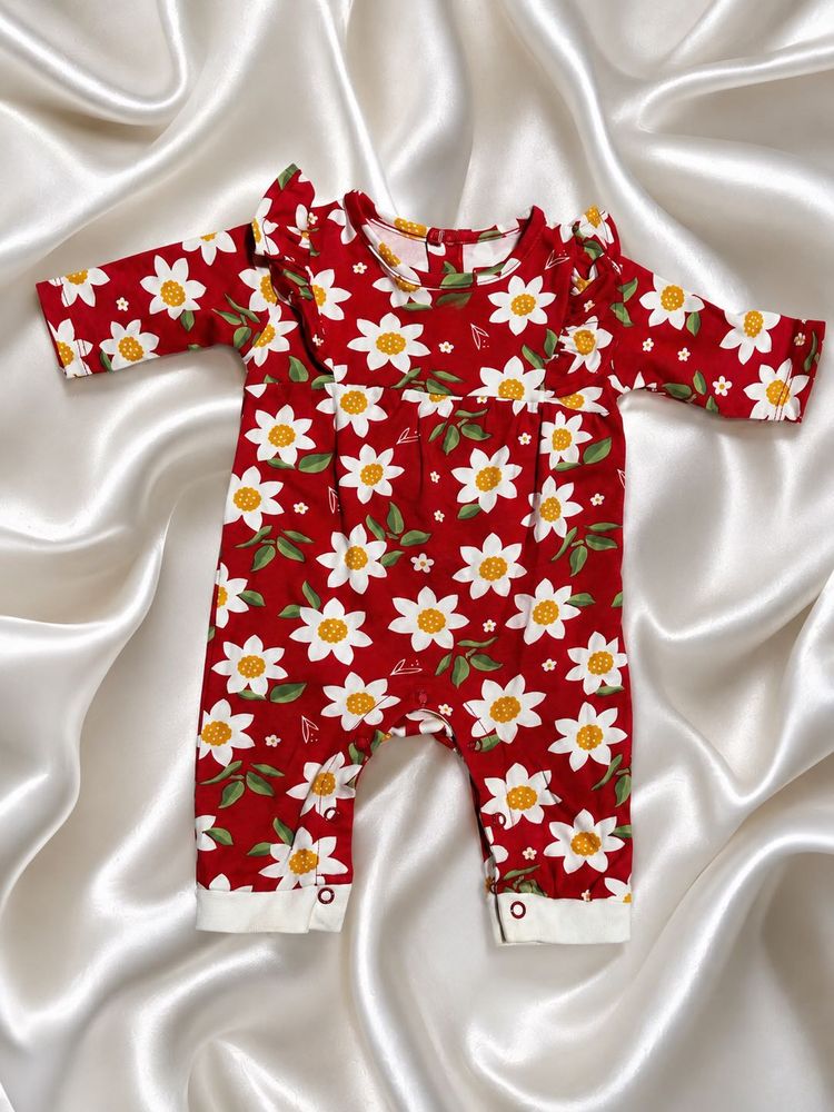 Babyhug Floral Full Sleeves Romper | 0-6 months