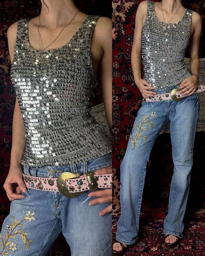 y2k Sparkly Sequin Tank Top