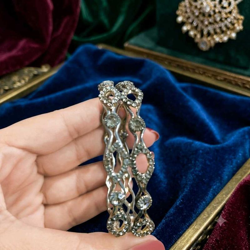 Elegant Rhinestone Bangles (Set of 2)