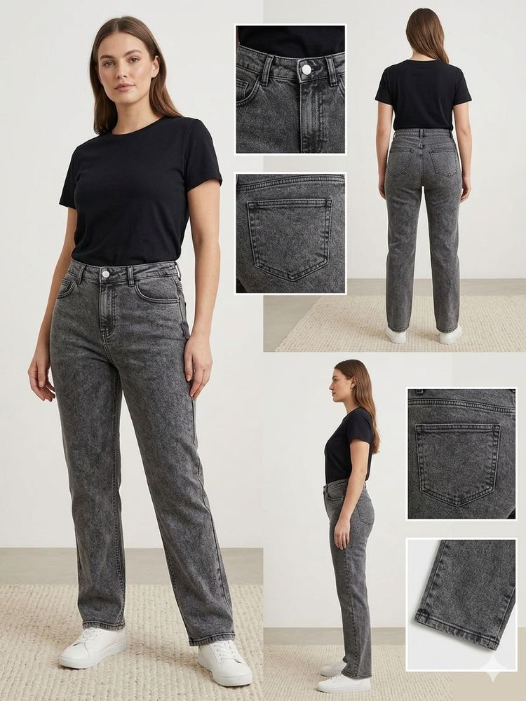 Women's Acid Wash Straight Leg Jeans