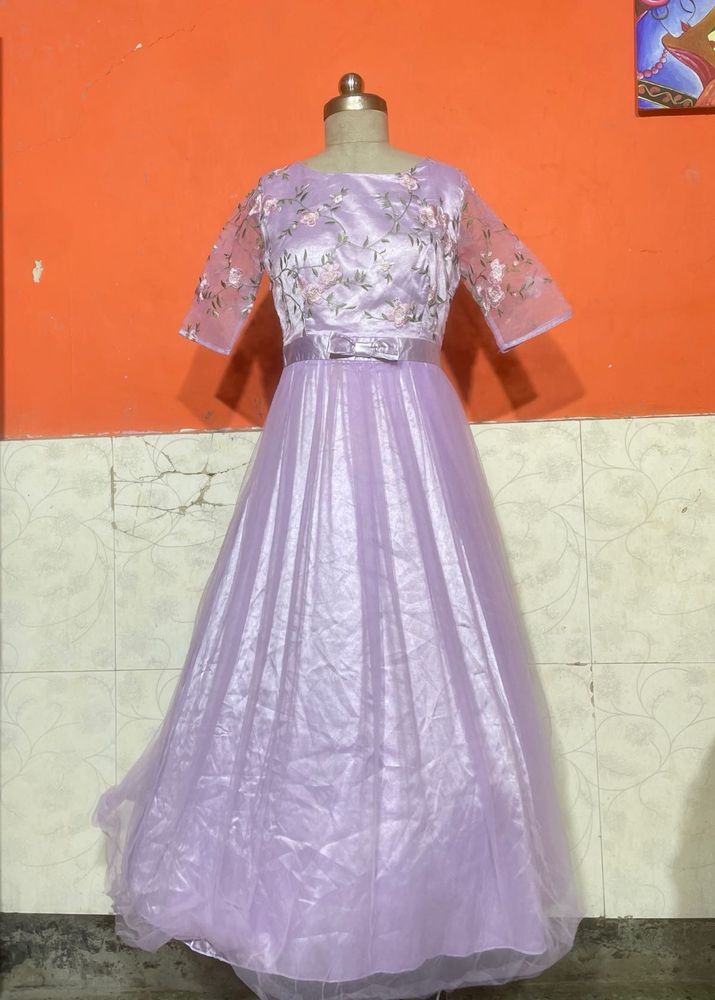 Lavender Floral Embroidered Gown