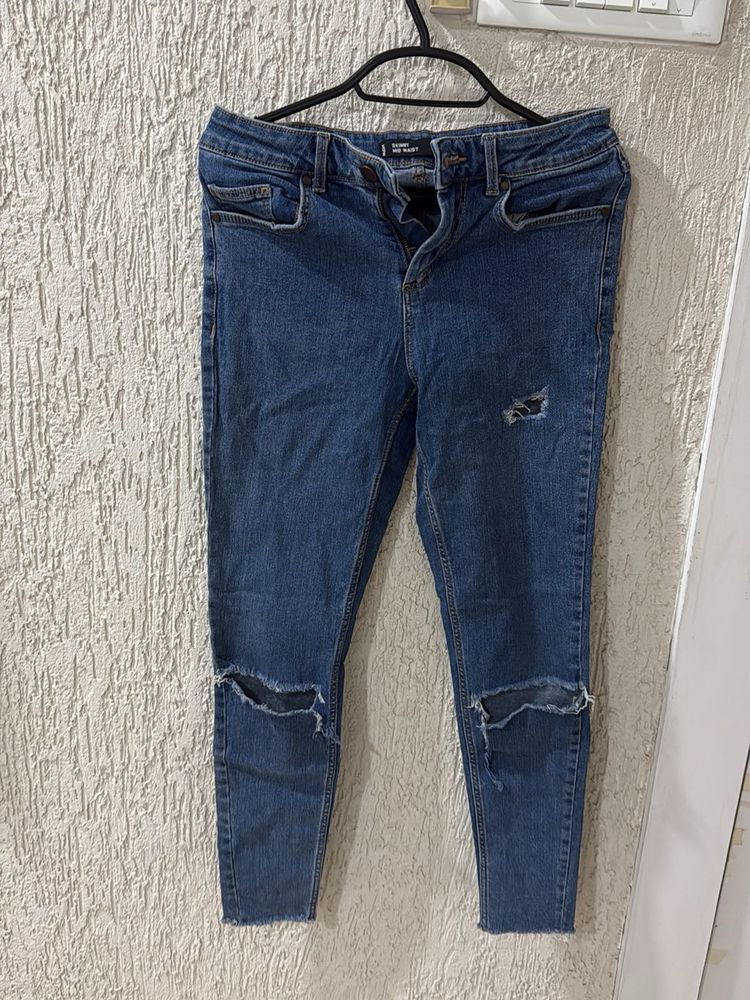Blue Ripped Skinny Jeans