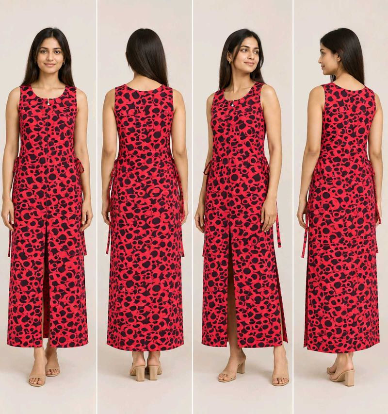 Stylish Red Floral Maxi Dress