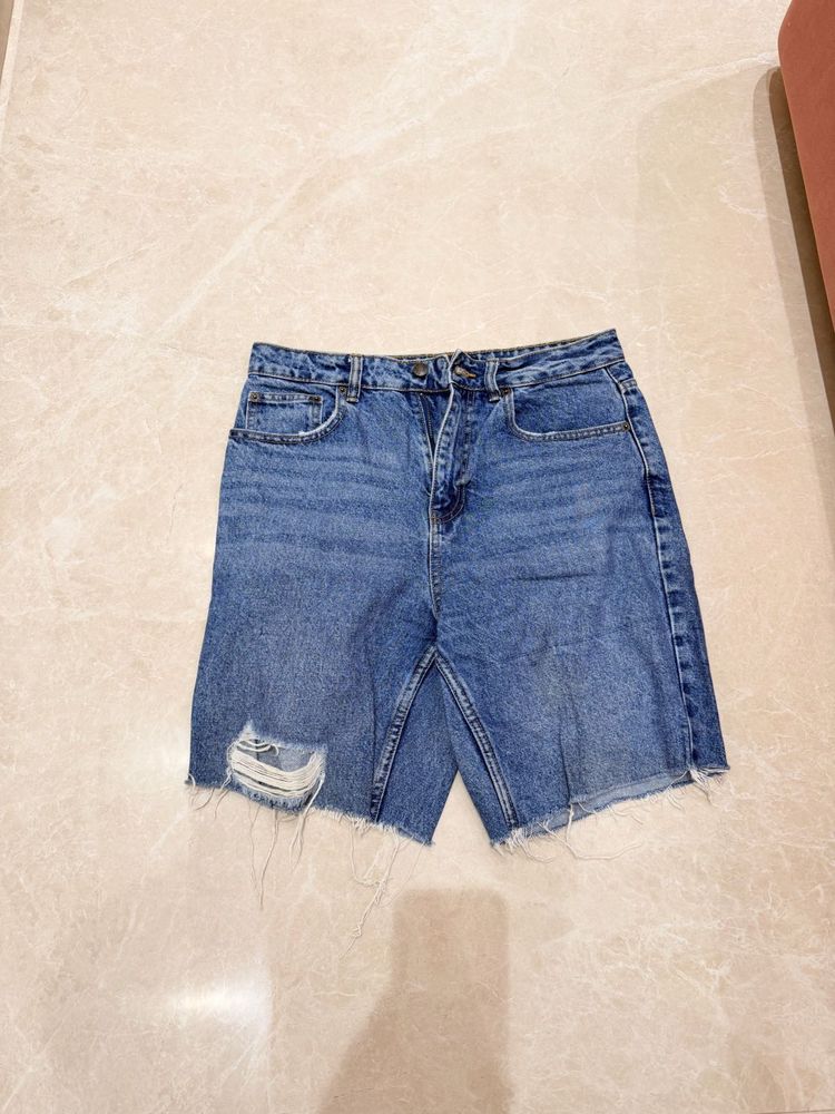 Distressed Denim Shorts