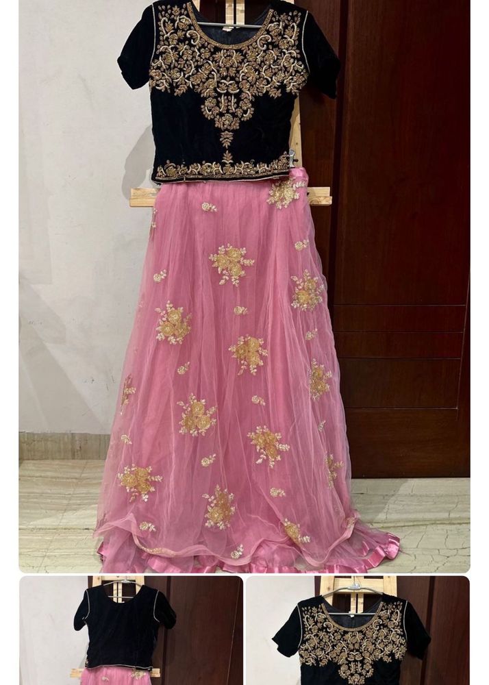 24 hours offer deal  Pink Lehenga with black choli