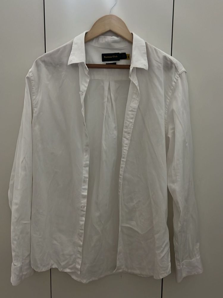 LINEN Classic White Button-Down Shirt