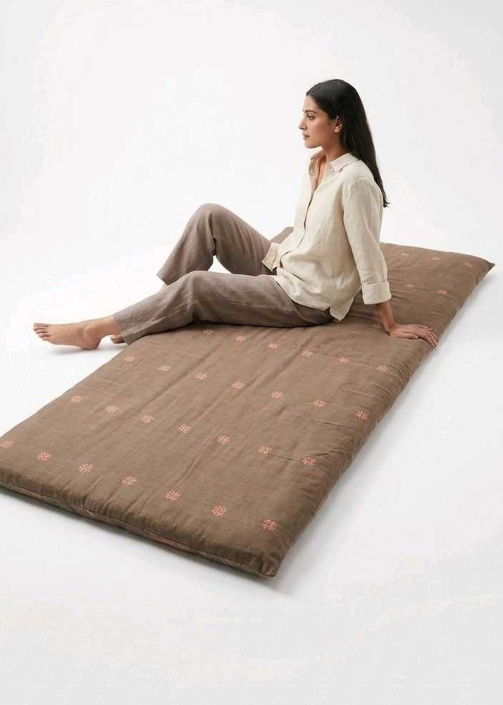 Vintage Brown Embroidered Blanket