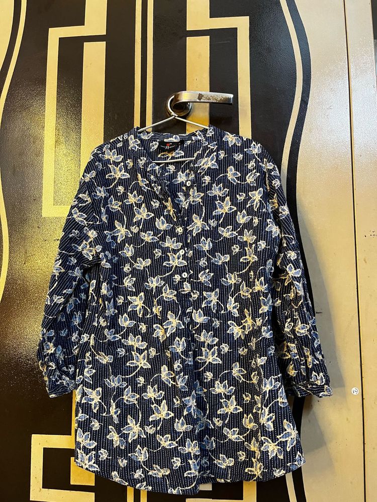 Blue Floral Print Blouse