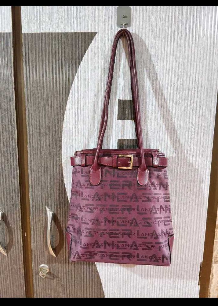 Lancaster Burgundy Monogram Tote Bag