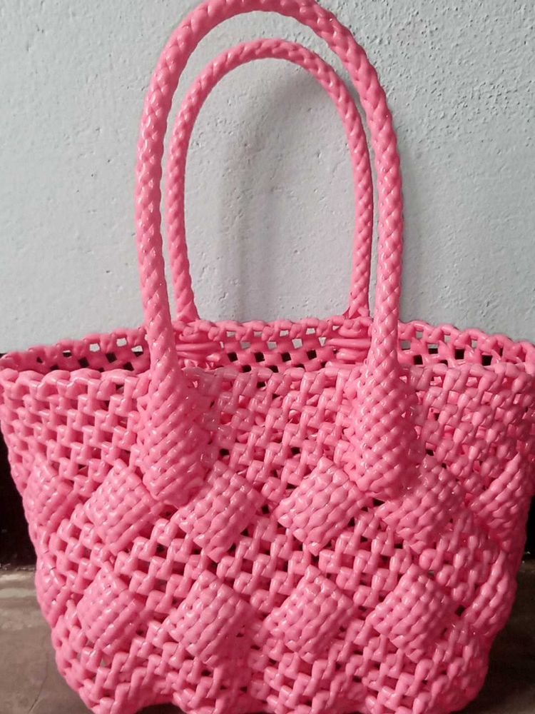 Pink Woven  Bag