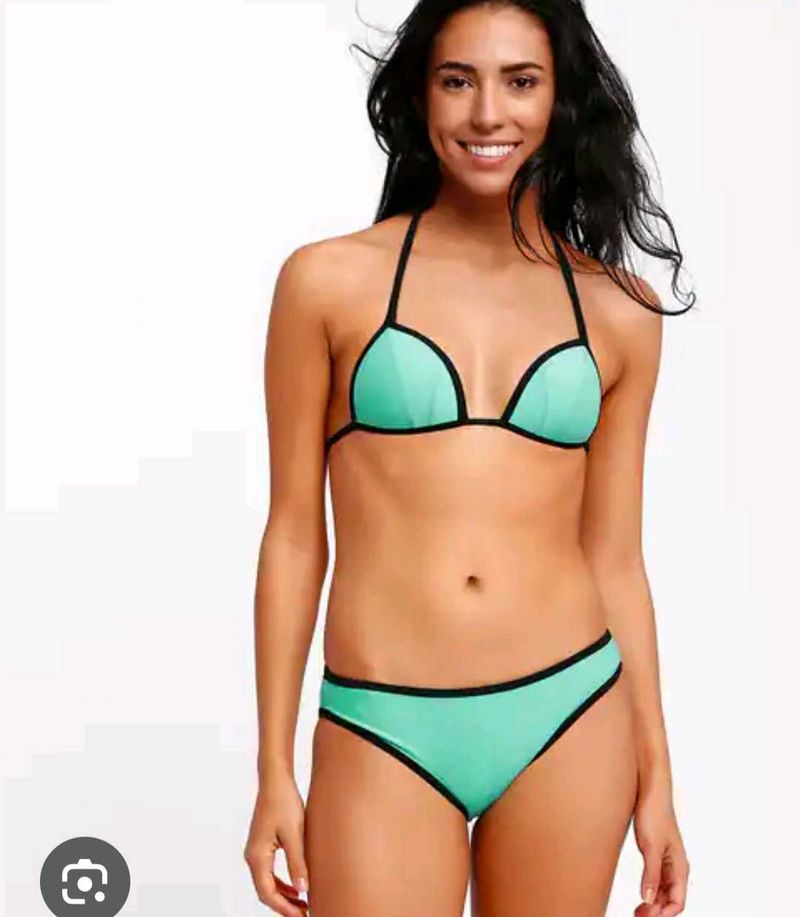 Aqua Bikini Top with Black