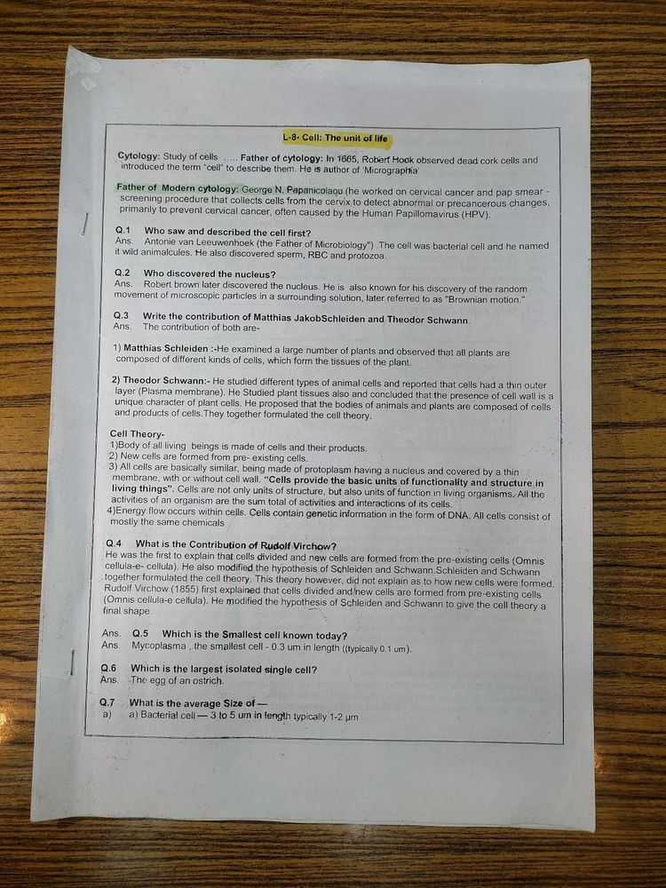 Class 11 Biology Notes – Cell: The Unit of Life