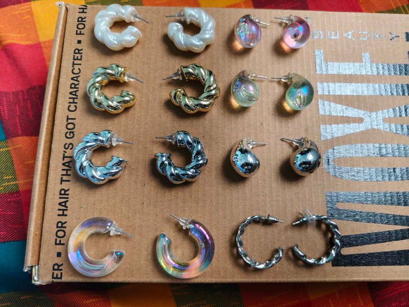 Chunky Hoop Earrings Set