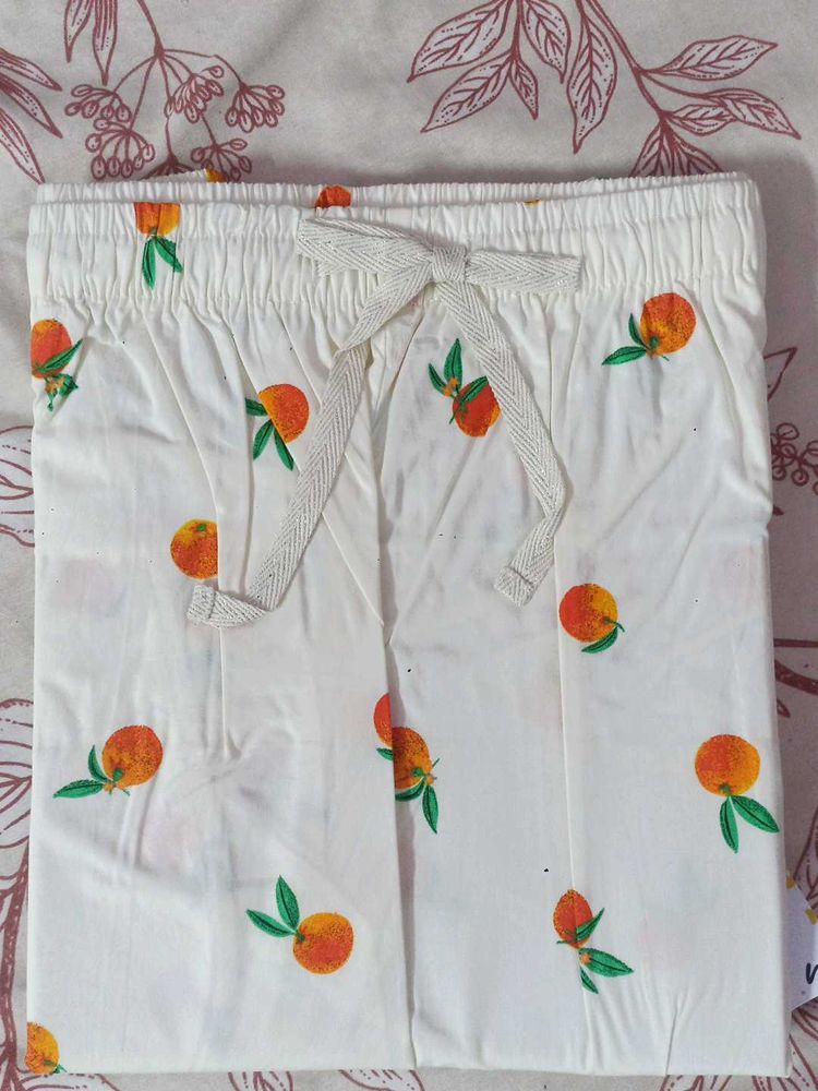 Cute Orange Print Pajama Pants