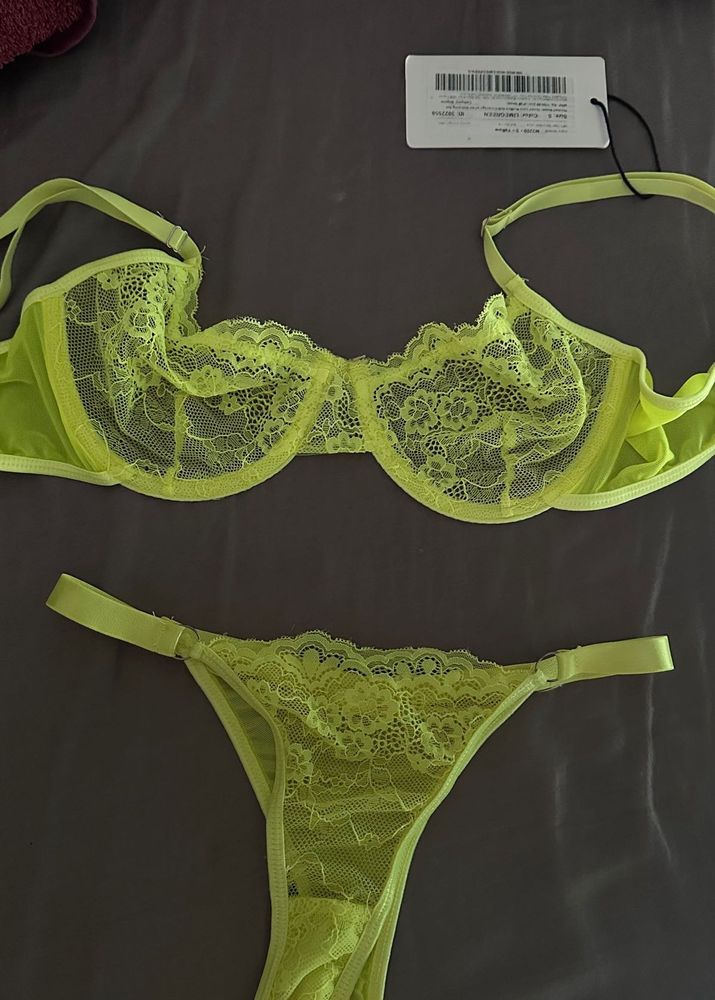 Neon Lace Bra &amp; Thong Set