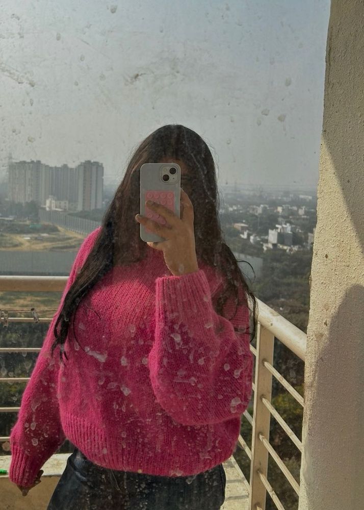Pink Knit Pullover Sweater
