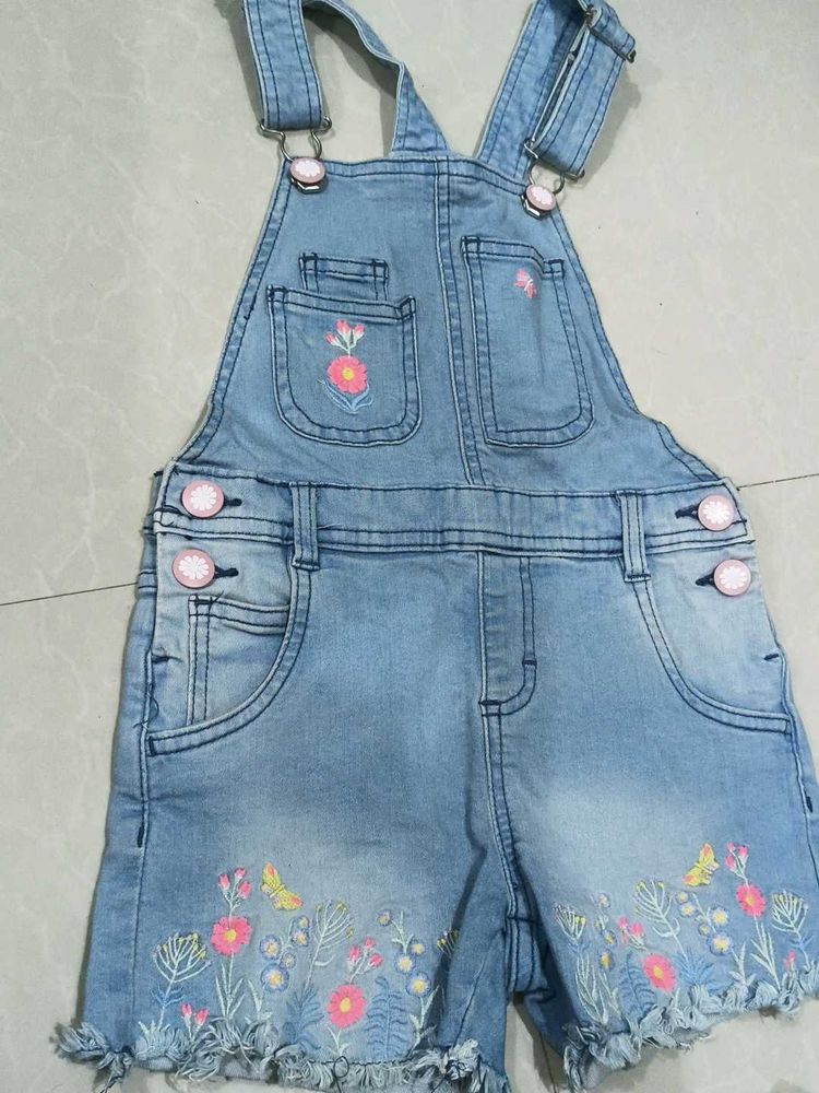 Adorable Embroidered Denim Overalls for Girls
