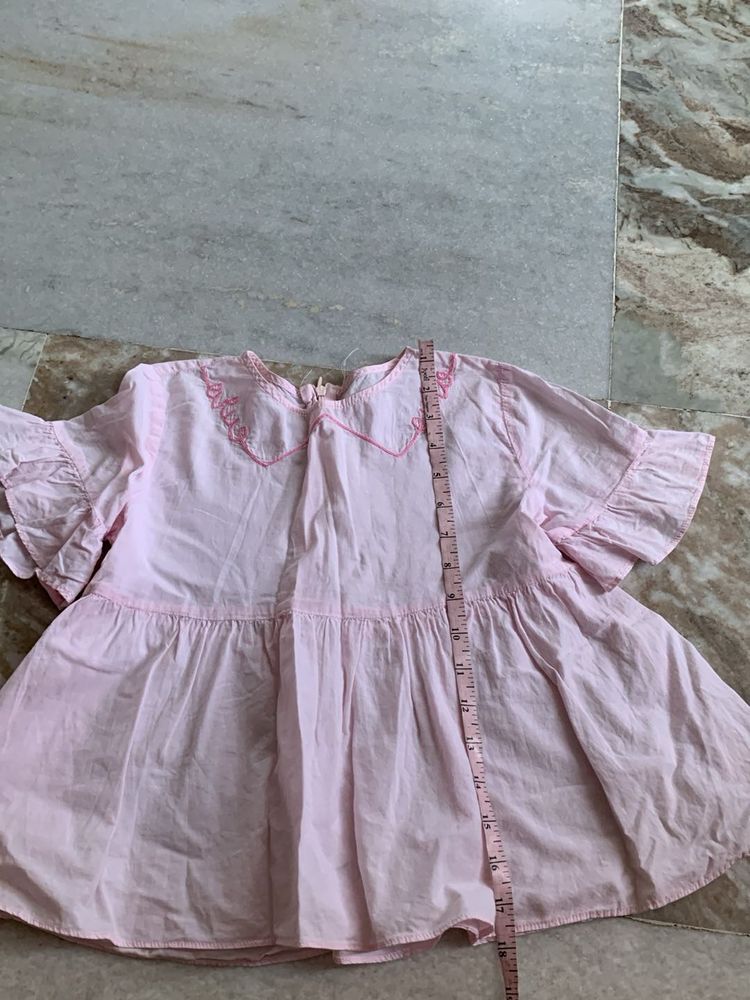 Pink Embroidered Cotton Kurta