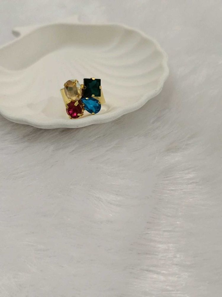 Colorful Gemstone Cluster Ring
