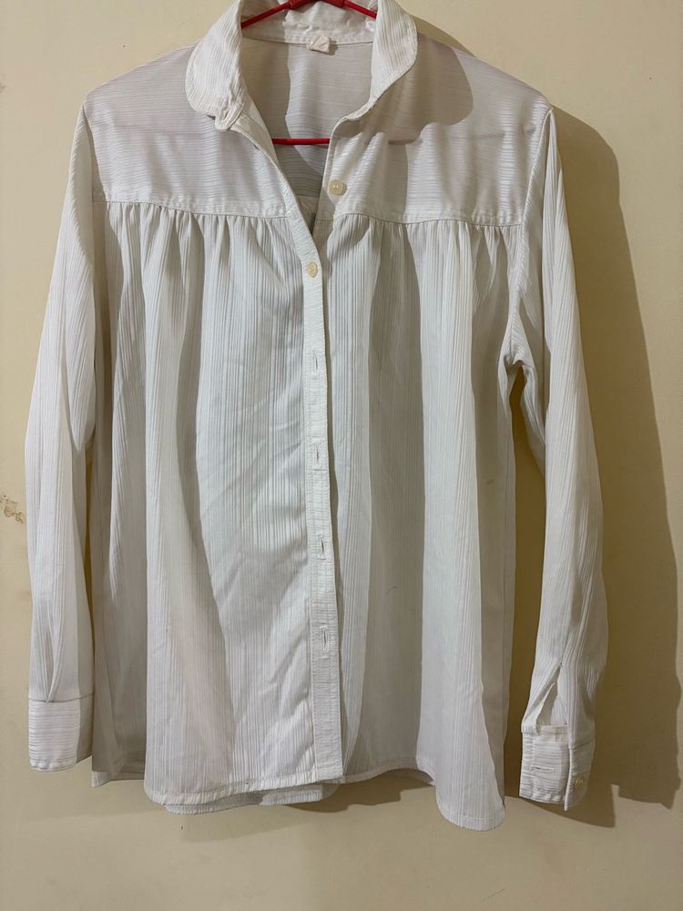 White Striped Button-Down Shirt