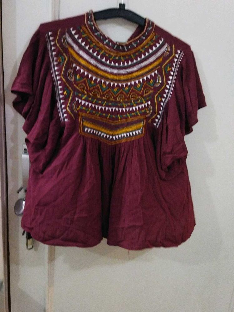 Boho Embroidered Tunic Top