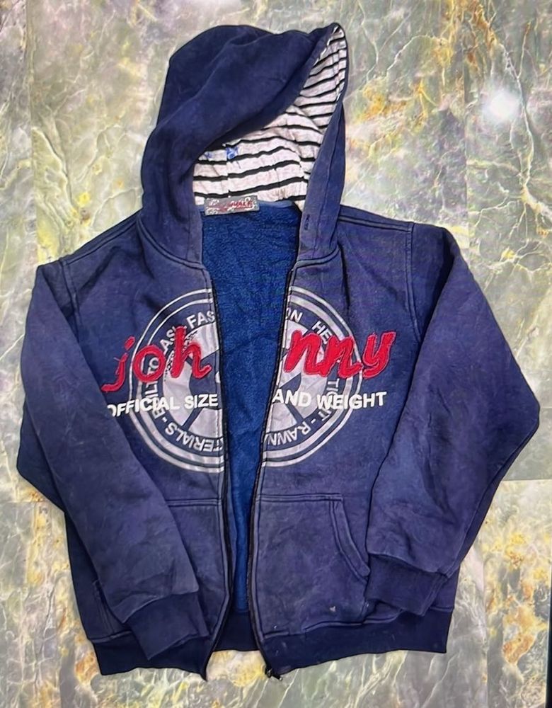 Men's Blue Graphic Zip-Up Hoodie