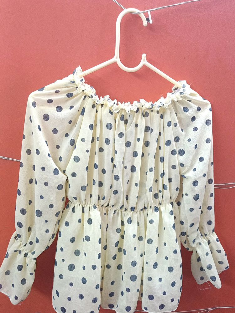Yellow Clinched Waist Off Shoulder Top