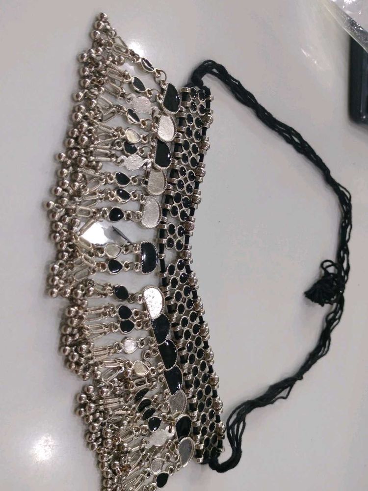 Ethnic Silver Black Choker Necklace
