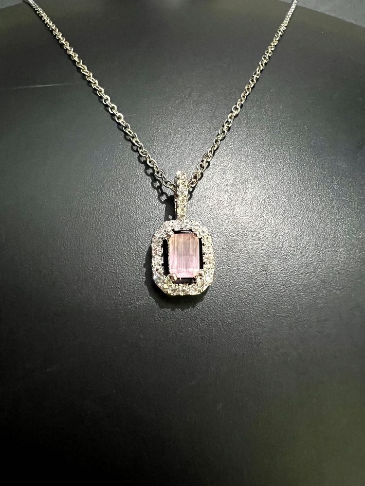 Elegant Pink Gemstone &amp; Diamond Necklace
