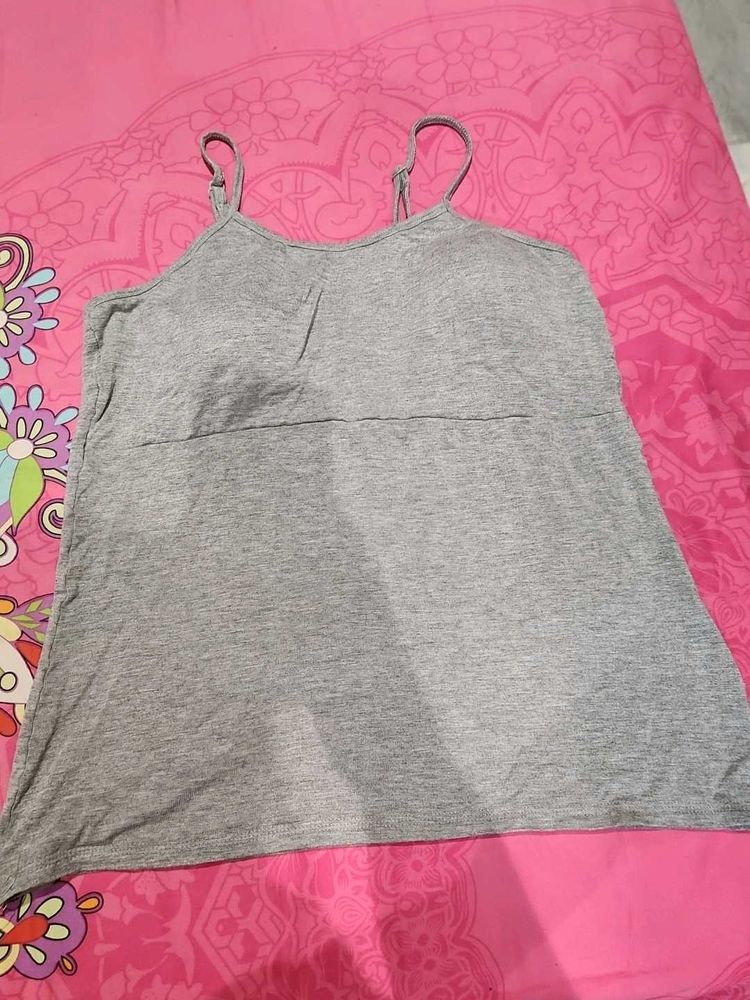 Comfortable Grey Spaghetti Strap Padded Camisole