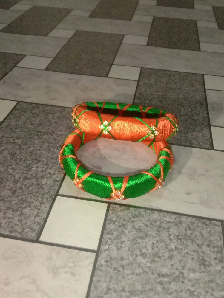 Bangles Green And Orange Colour
