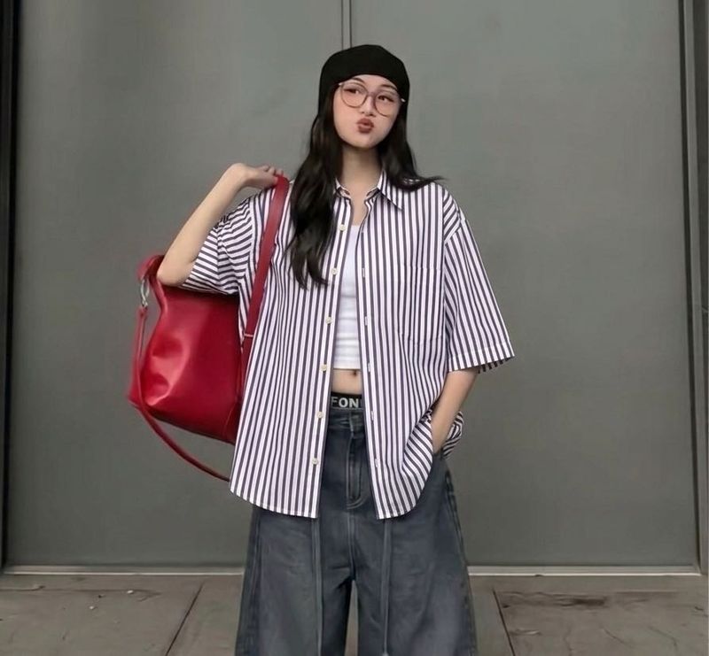 UNISEX Purple Striped Shirt