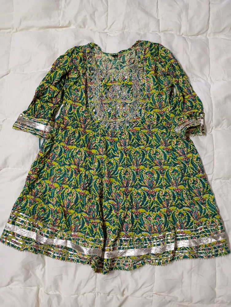 Ethnic Green Printed 3 piece sahara