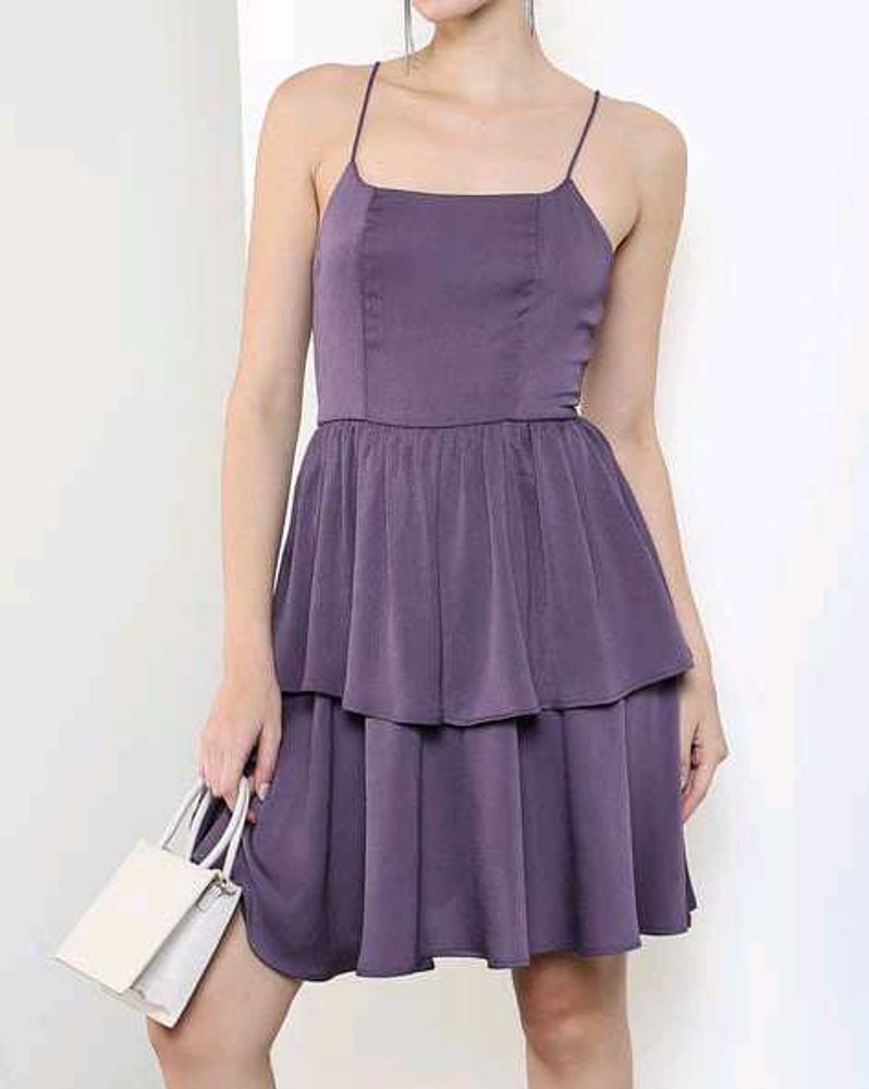 Chic Purple Tiered Mini Dress