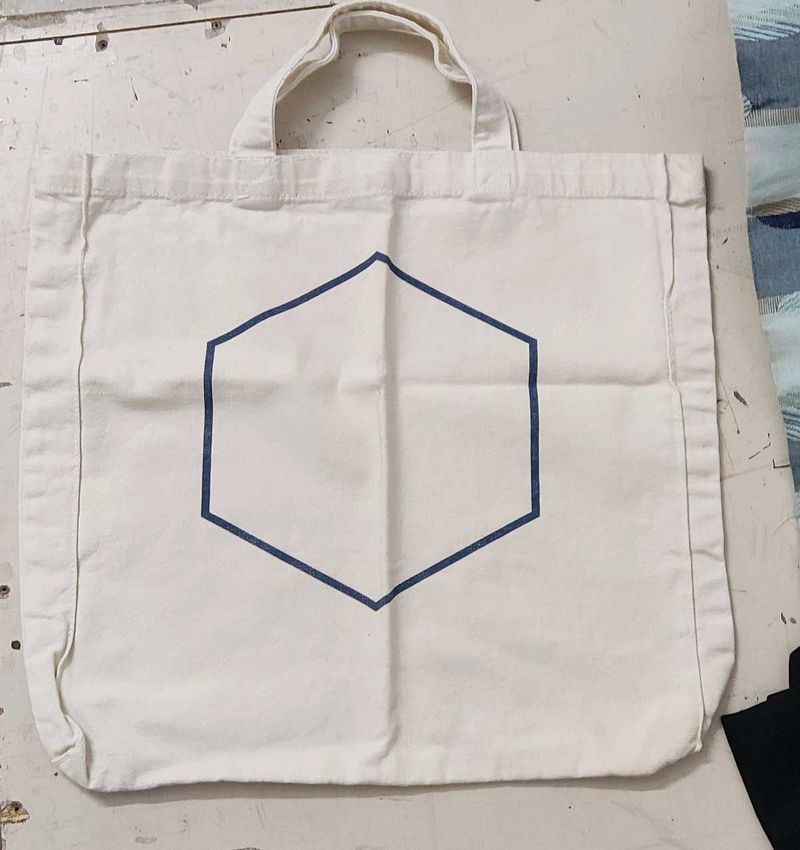 Canvas Tote Bag with Hexagon Design