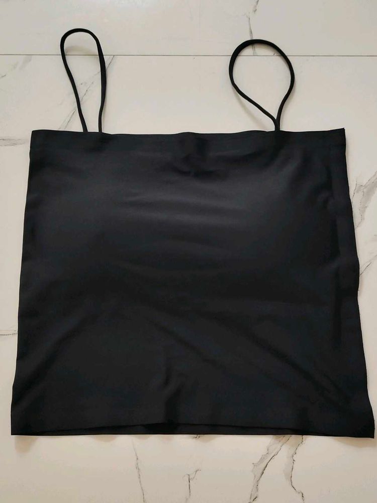 Sleek Black Spaghetti Strap Camisole Top