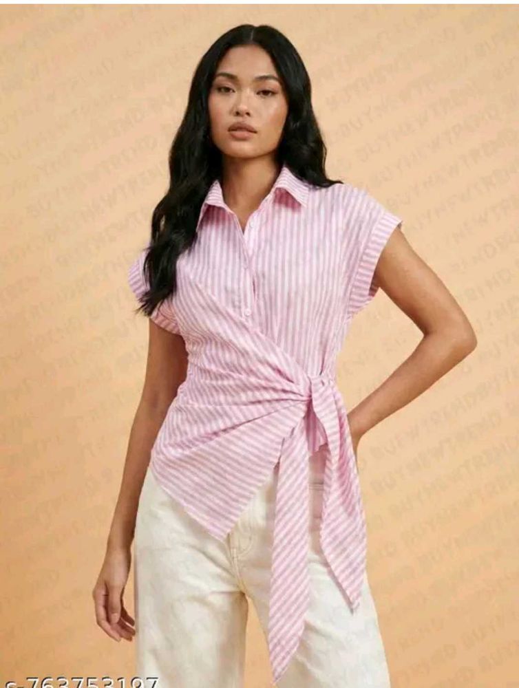 Chic Striped Wrap Top