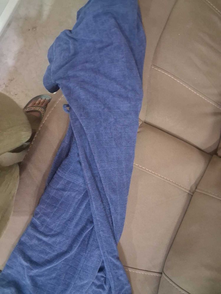 Blue Textured bathrobe unisex freezise