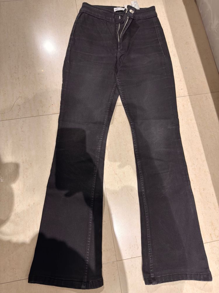 Black Flare Leg Denim Jeans