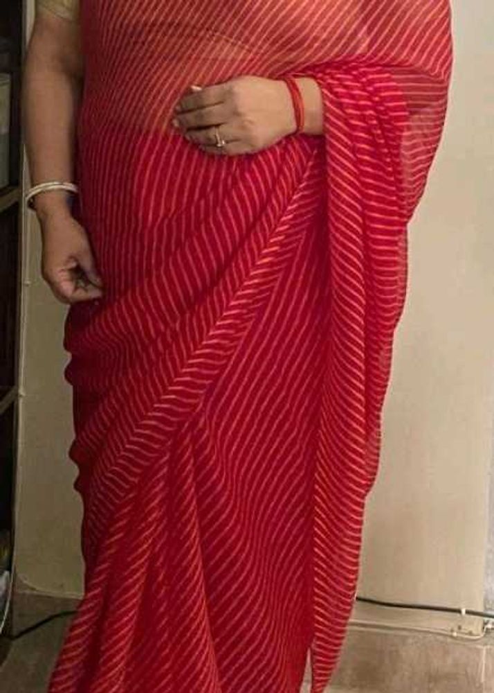 Elegant Red Leheriya Saree
