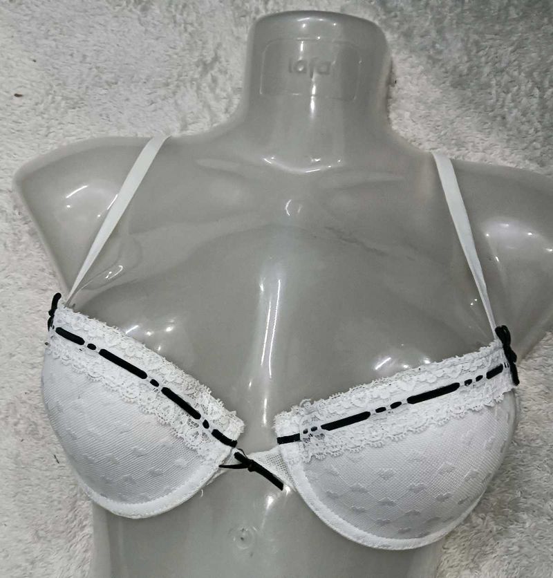 White Lace Trimmed Bra