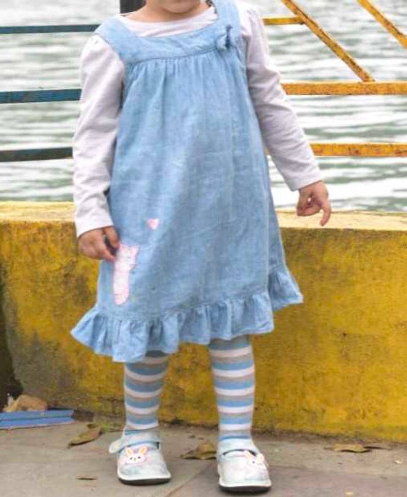 Babyoye Singlet Denim Frock With Inner