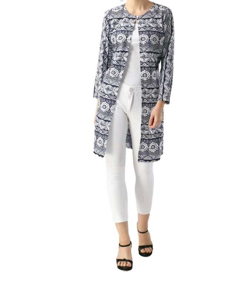 Printed Open Front Coat