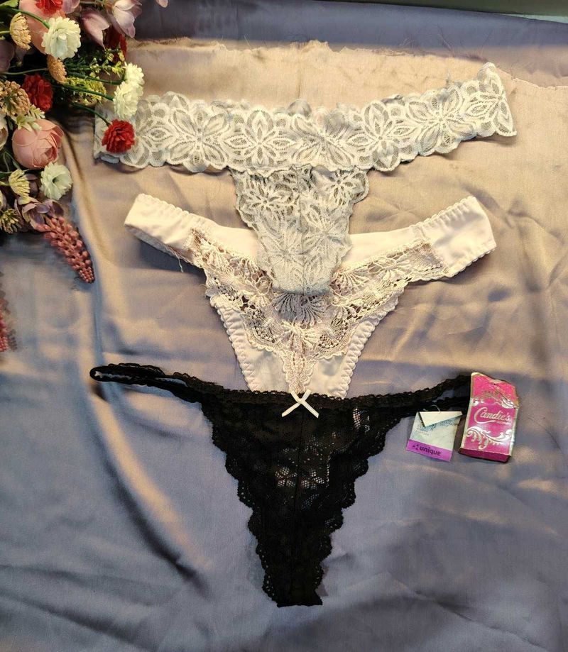 Lace Thong Panties - Set of 3