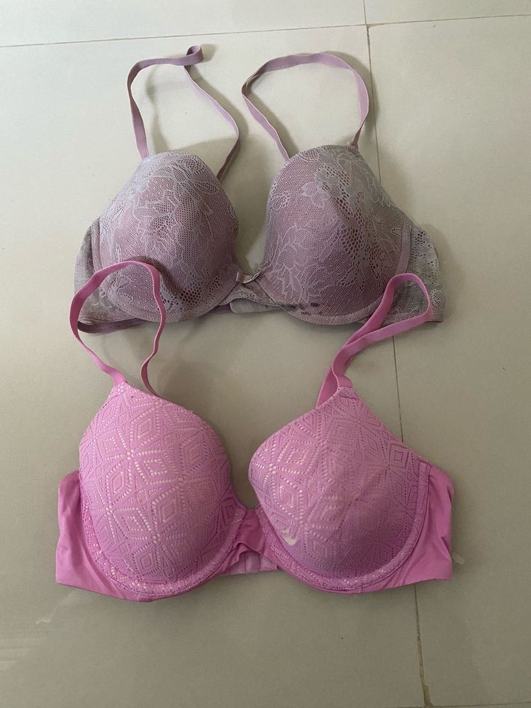 Lace &amp; Textured Padded Bras (Set of 2)