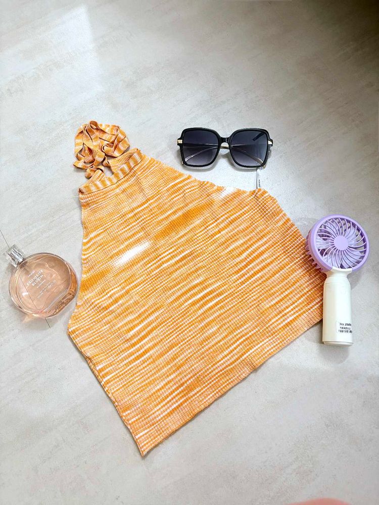 Chic Orange Striped Knit Top