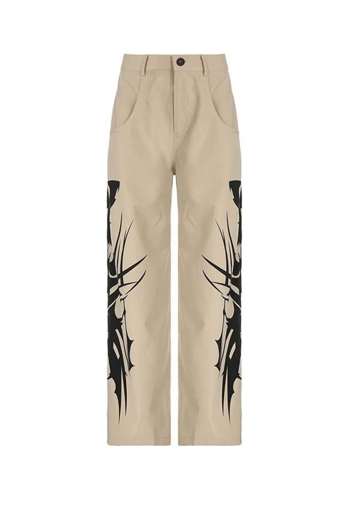 low waist Graphic Print Cargo Pants