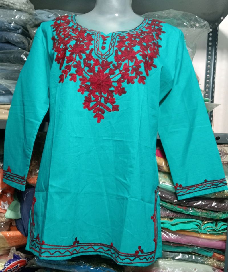 Kashmiri Embroidery Work Short Kurti