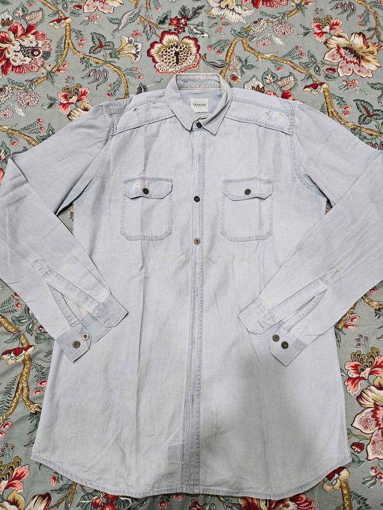 Light Grey Denim Shirt by Benediction